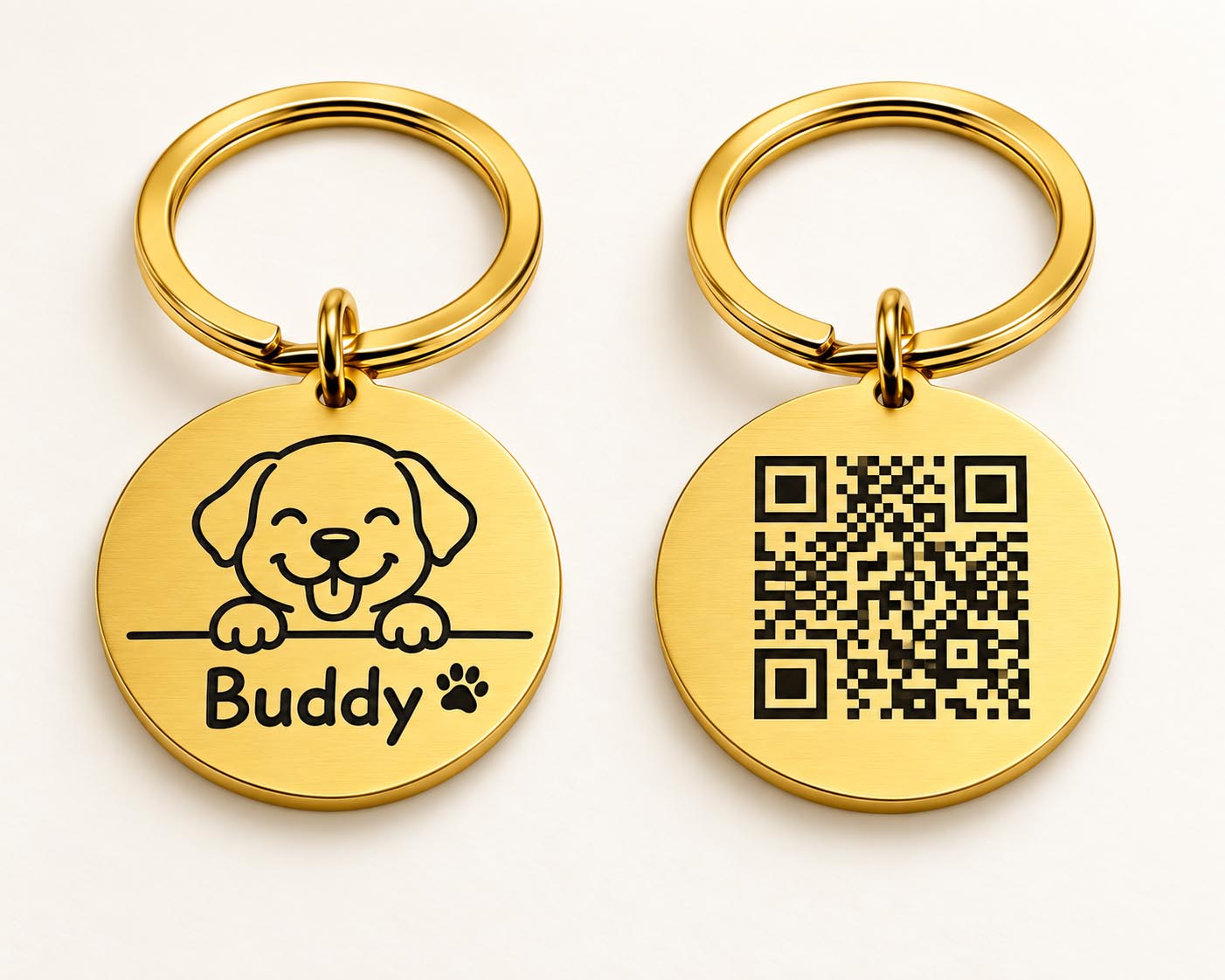 Gold Engraved Smart Pet Tag
